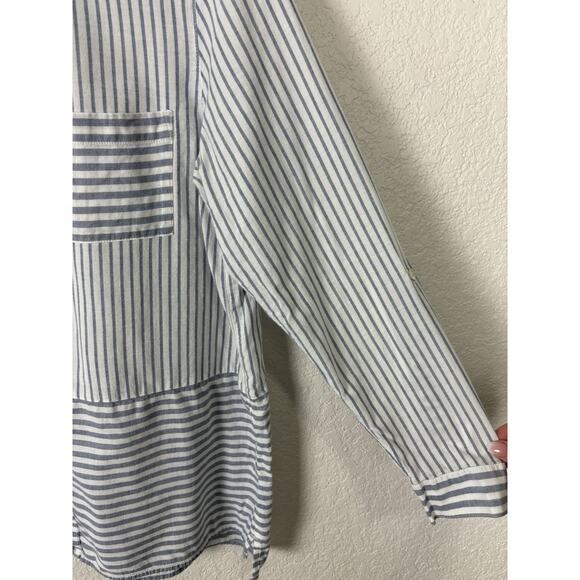 J Jill 100% Cotton Womens Top Sz Large Blue White Beachy Coastal Beach Resort - Picture 5 of 9